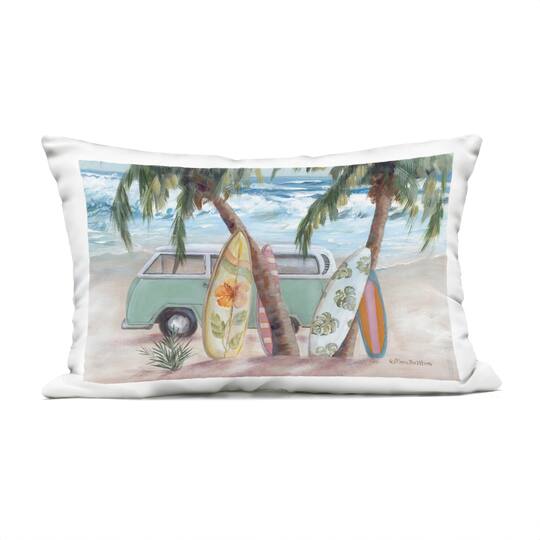 Stupell Industries 14" x 20" Surfboards in Tropical Scene Outdoor Print Throw Pillow